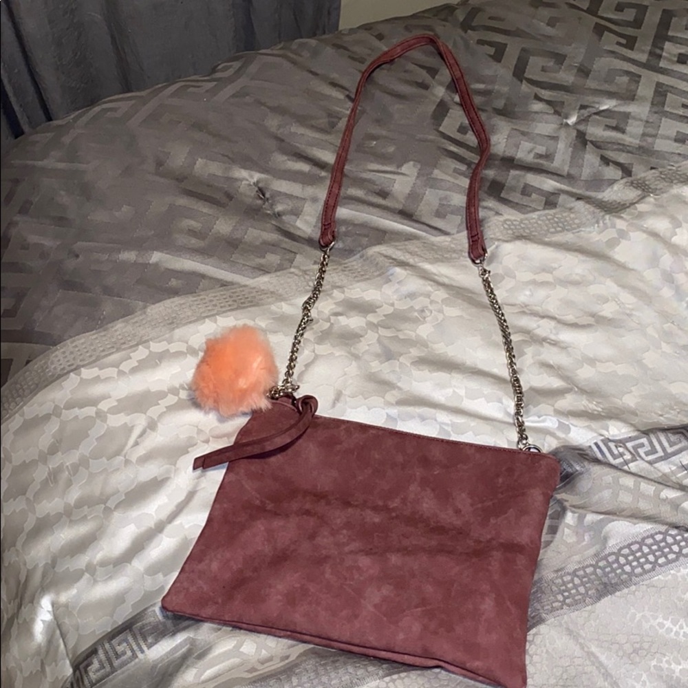 Mauve faux suede crossbody